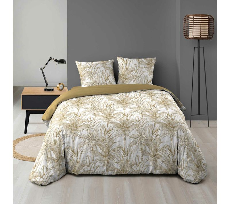 Pack Dune 240 X 220 Cm – Housse De Couette Microfibre + Drap Housse Beige 140x190 Cm