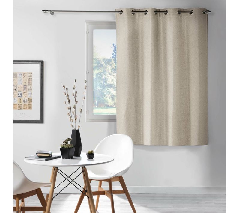 Rideau à Oeillets Occultant 135 X 180 Cm Chinéa Lin – Chambray Uni – Petite Hauteur