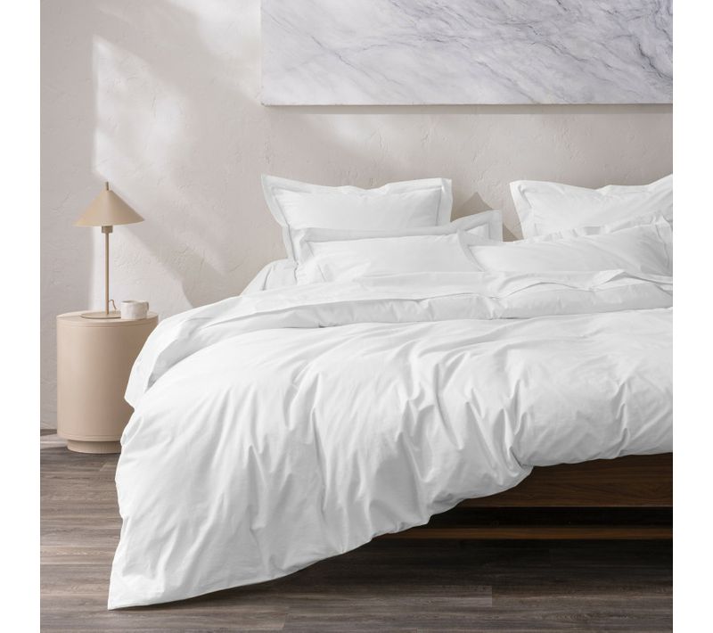 Housse De Couette 240 X 220 Cm Grand Hôtel Signature Blanc — Percale De Coton Peigné 80 Fils/cm²