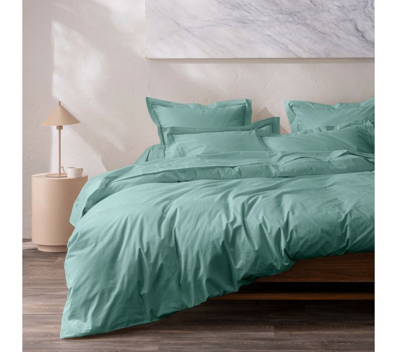 Housse De Couette 240 X 220 Cm Grand Hôtel Signature Céladon — Percale De Coton Peigné 80 Fils/cm²