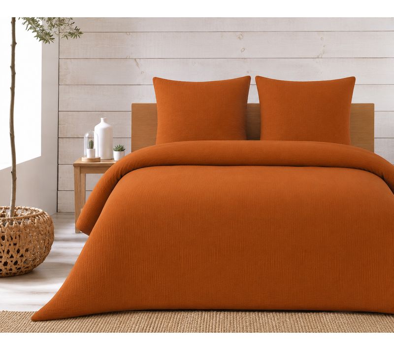 Parure De Lit Complète 260 X 240 Cm Gaze De Coton – 2 Taies 63x63 Cm + Drap Housse 160x200 Cm