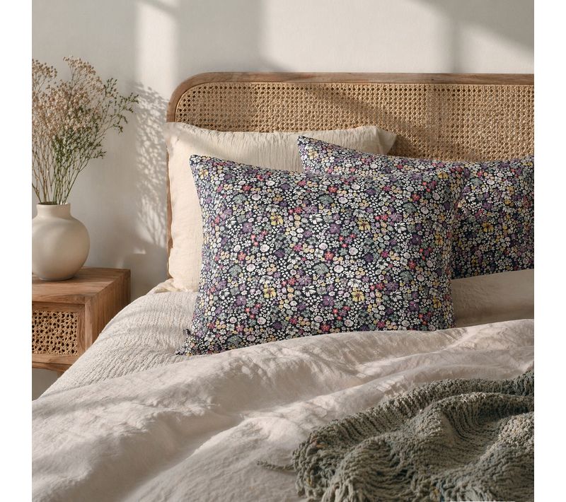 Lot De 2 Taies D’oreiller 60 X 60 Cm – Gaze De Coton Imprimée – Malia Floral