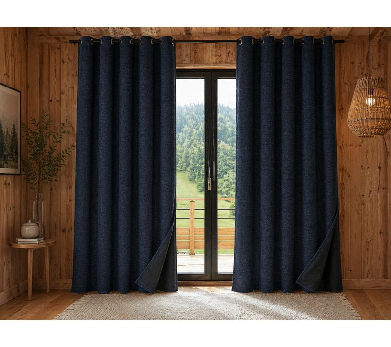 Lot De 2 Rideaux 140 X 240 Cm – Blackout Total et Thermique – Double Polaire – Marine