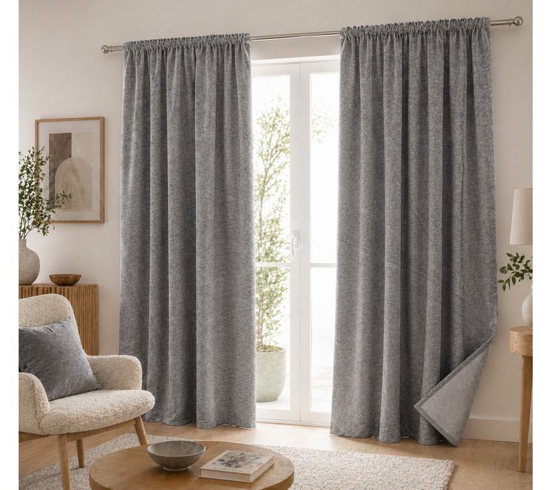 Lot De 2 Rideaux Blackout Titane 140 X 260 Cm – Occultant Polaire – Galon Fronceur