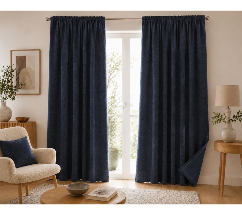 Lot De 2 Rideaux Blackout Minuit 140 X 260 Cm – Occultant Polaire – Galon Fronceur