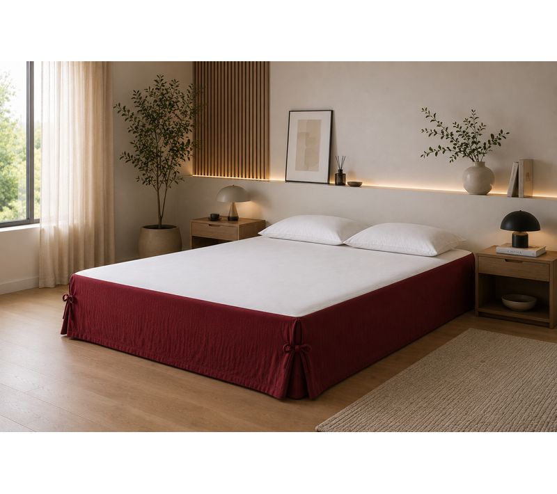 Cache-sommier 140 X 190 Cm Double Gaze De Coton Gaïa Bordeaux – Qualité Haut De Gamme