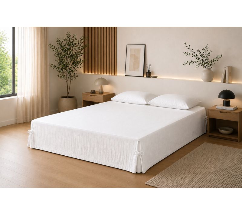 Cache-sommier 140 X 190 Cm Double Gaze De Coton Gaïa Blanc – Qualité Haut De Gamme