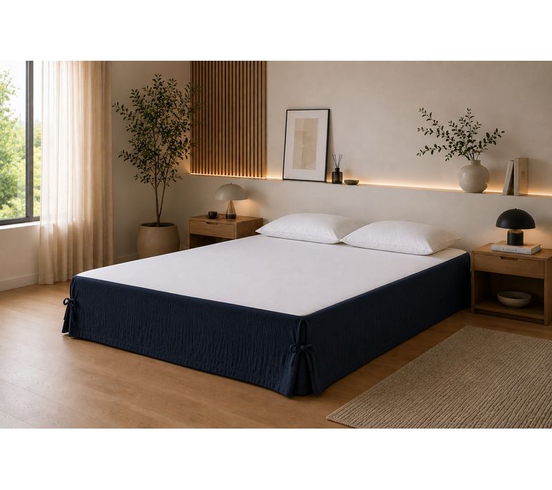 Cache-sommier 140 X 190 Cm Double Gaze De Coton Gaïa Marine – Qualité Haut De Gamme