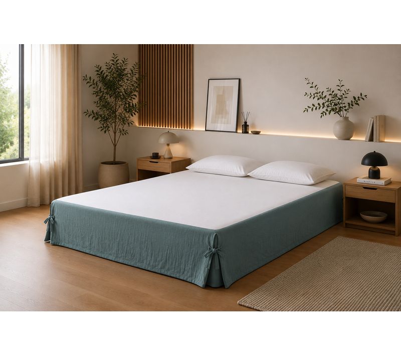 Cache-sommier 140 X 190 Cm Double Gaze De Coton Gaïa Bleu Canard – Qualité Haut De Gamme