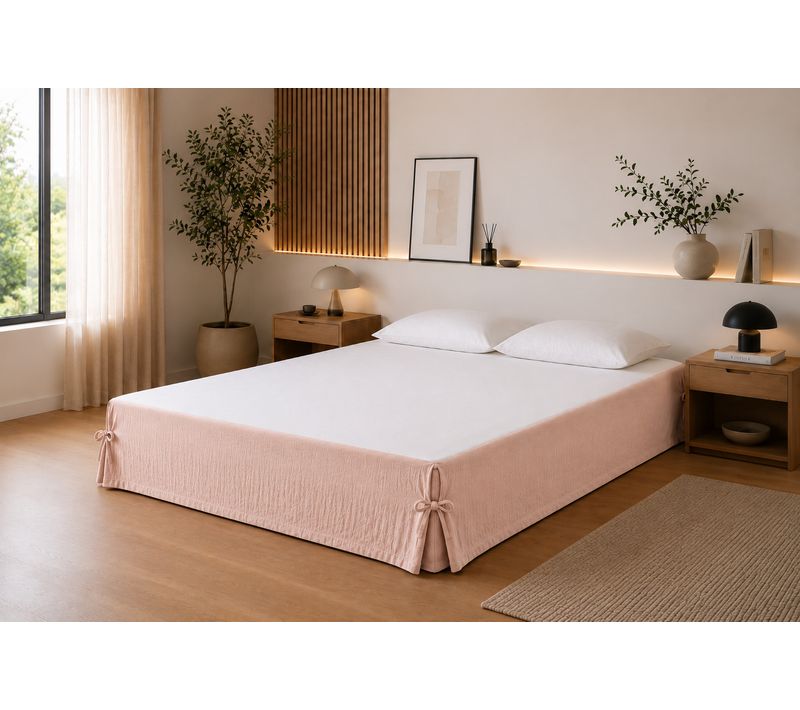 Cache-sommier 140 X 190 Cm Double Gaze De Coton Gaïa Guimauve – Qualité Haut De Gamme