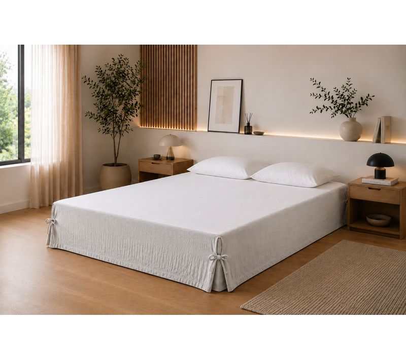 Cache-sommier 140 X 190 Cm Double Gaze De Coton Gaïa Gris Clair – Qualité Haut De Gamme