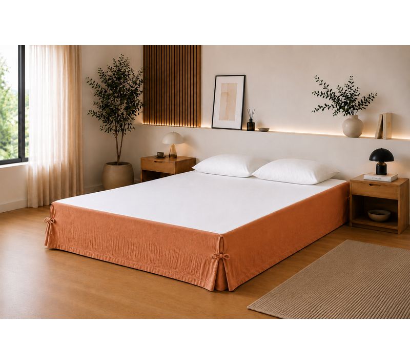 Cache-sommier 140 X 190 Cm Double Gaze De Coton Gaïa Abricot – Qualité Haut De Gamme
