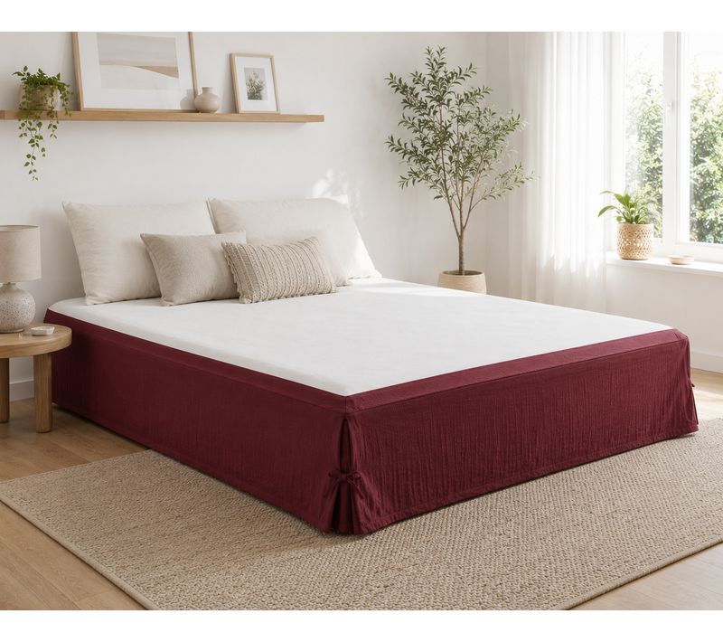 Cache-sommier 160 X 200 Cm Double Gaze De Coton Gaïa Bordeaux – Qualité Haut De Gamme