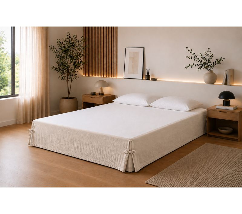 Cache-sommier 160 X 200 Cm Double Gaze De Coton Gaïa Pampa – Qualité Haut De Gamme