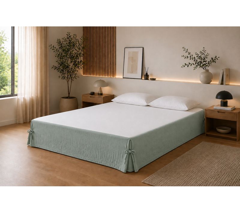Cache-sommier 160 X 200 Cm Double Gaze De Coton Gaïa Eucalyptus – Qualité Haut De Gamme