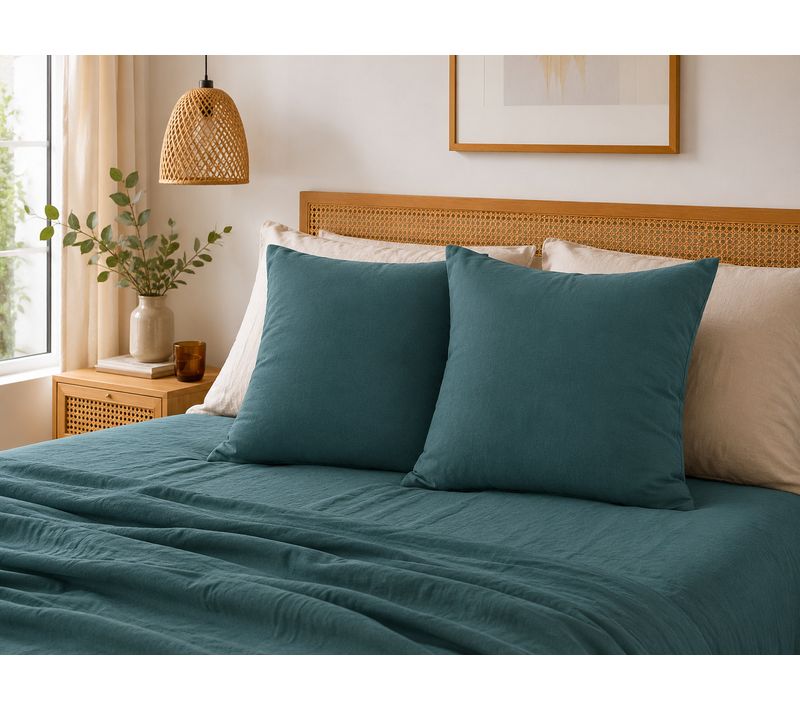 Lot De 2 Taies D’oreiller 60 X 60 Cm – Double Gaze De Coton – Gaïa Canard