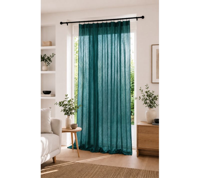 Rideau Ajustable Double Gaze De Coton 140 X 300 Cm Avec 8 Anneaux Pince Gaïa Canard – Hauteur