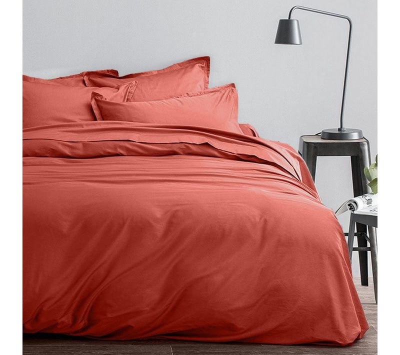 Housse De Couette 220x240 + 2 Taies D'oreiller 63x63 Cm Satin De Coton Sienne