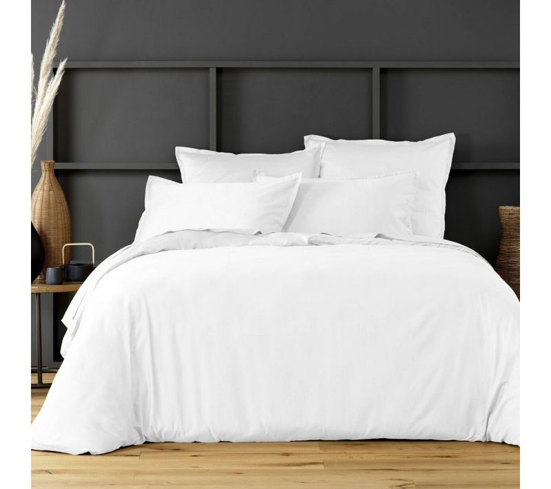 Housse De Couette 220x240 Satin De Coton Blanc
