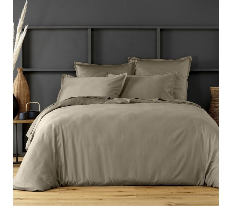 Housse De Couette 240x260 Satin De Coton Sable