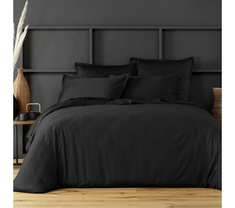 Housse De Couette 220x240 Satin De Coton Noir