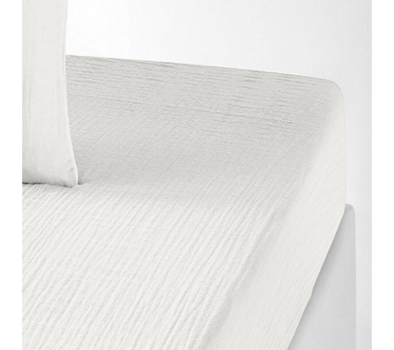 Drap Housse 160x200 Cm Gaze De Coton Blanc Pur