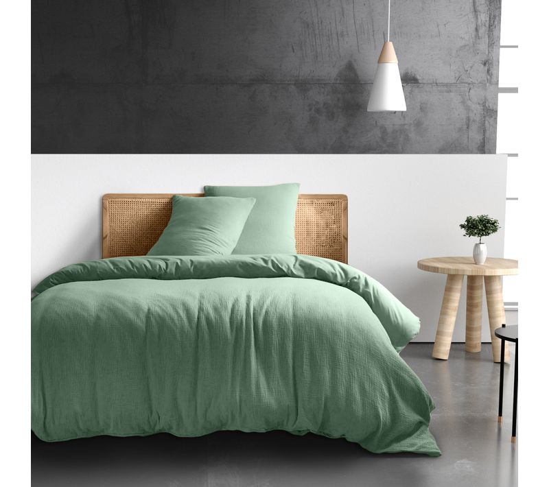 Housse De Couette 240x260 Cm Gaze De Coton Vert Givrée