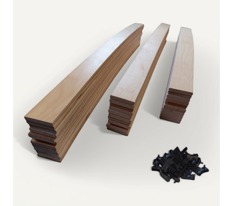 Lot De 30 Lattes + Embouts Pour Sommier Et Lit - 780x48x8 Mm - Bois Hêtre Durable - 7 Plis