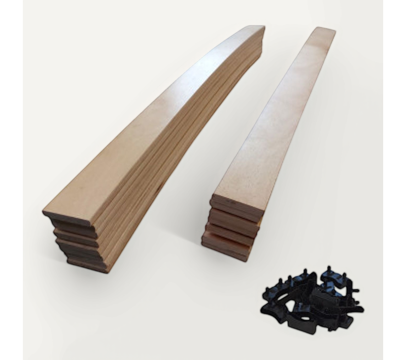 Lot De 15 Lattes + Embouts Pour Sommier Et Lit - 780x48x8 Mm - Bois Hêtre Durable - 7 Plis