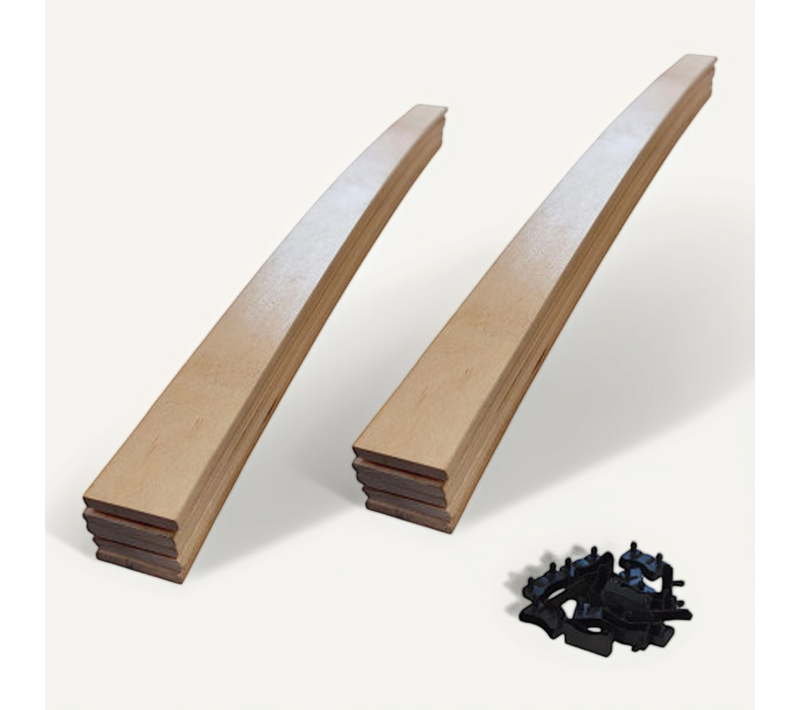 Lot De 10 Lattes + Embouts Pour Sommier Et Lit - 874x48x8 Mm - Bois Hêtre Durable - 7 Plis