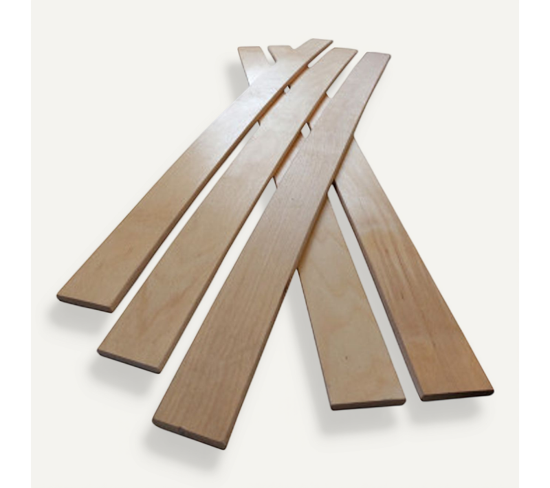 Lot De 5 Lattes Pour Sommier Et Lit - 874x48x8 Mm - Bois Hêtre Durable - 7 Plis