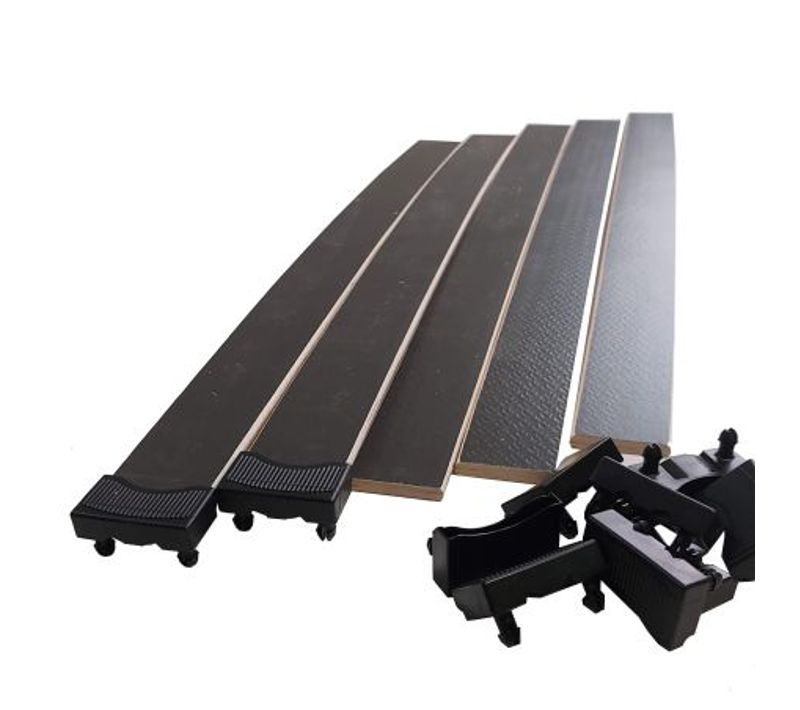Lot De 5 Lattes Grises + Embouts Pour Sommier Et Lit - 680x48x8 Mm - Bois Hêtre Durable - 7 Plis