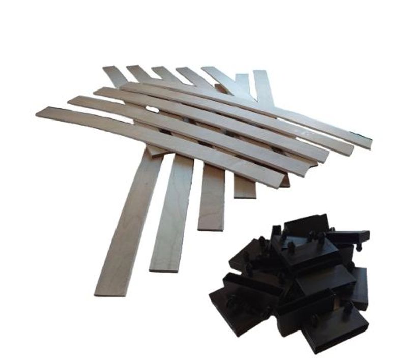 Lot De 15 Lattes + Embouts Pour Sommier Et Lit - 780x53x8 Mm - Bois Hêtre Durable - 7 Plis