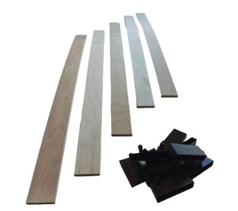 Lot De 5 Lattes + Embouts Pour Sommier Et Lit - 780x53x8 Mm - Bois Hêtre Durable - 7 Plis