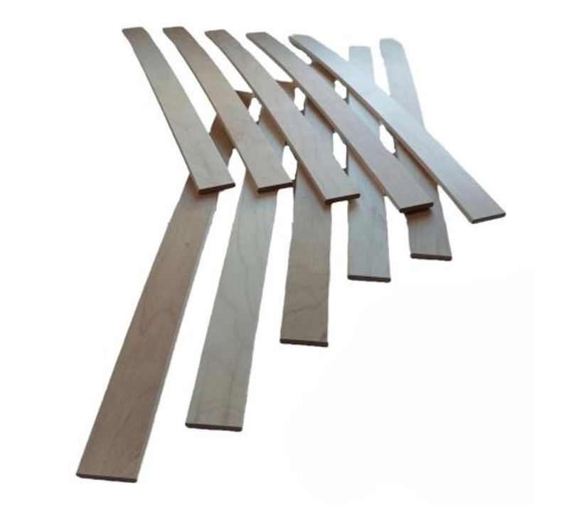 Lot De 10 Lattes Pour Sommier Et Lit - 780x53x8 Mm - Bois Hêtre Durable - 7 Plis