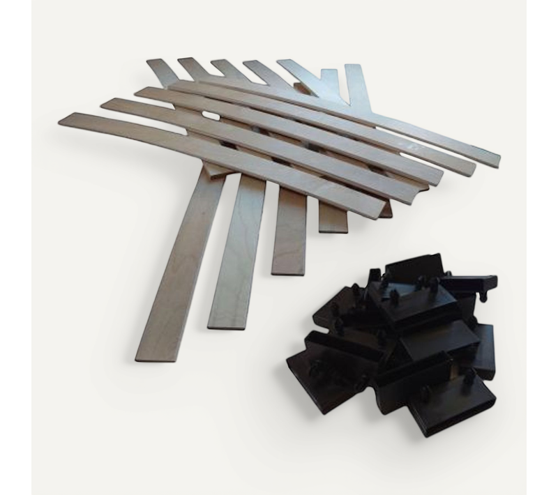 Lot De 15 Lattes + Embouts Spécial / BZ / Clic Clac - 580x53x8 Mm - Bois Hêtre Durable - 7 Plis