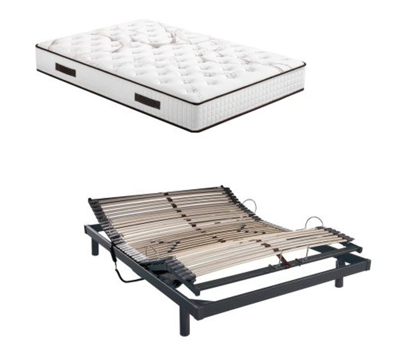 Ensemble Relaxation S50 + Matelas Latex Louxor - 5 Zones - 140x190 - Gris