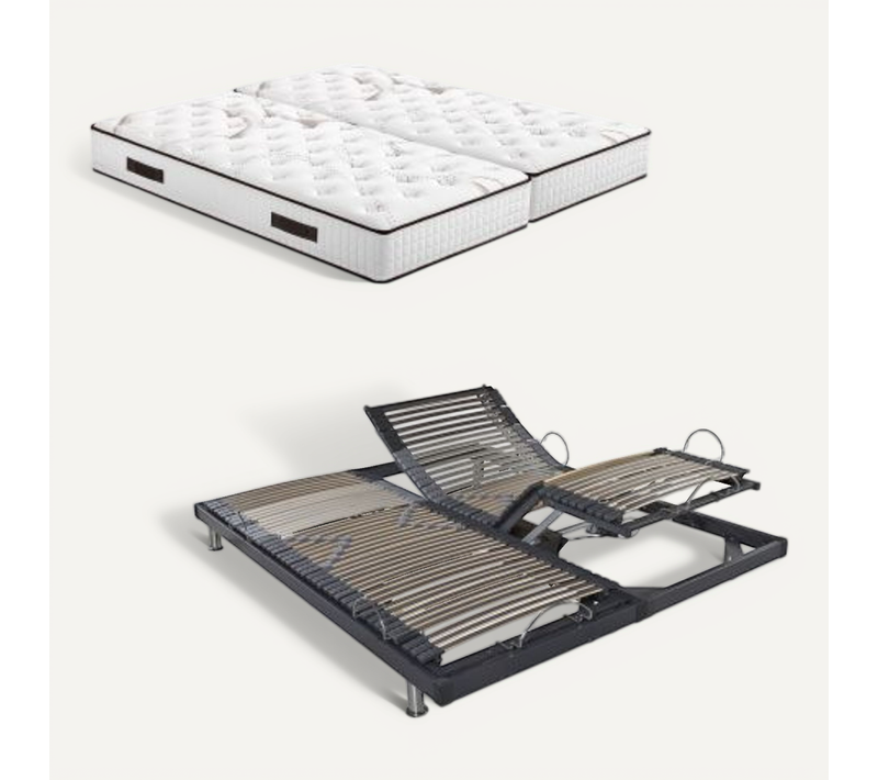 Ensemble Relaxation S50 + Matelas Latex Louxor - 5 Zones - 2x90x200 - Gris