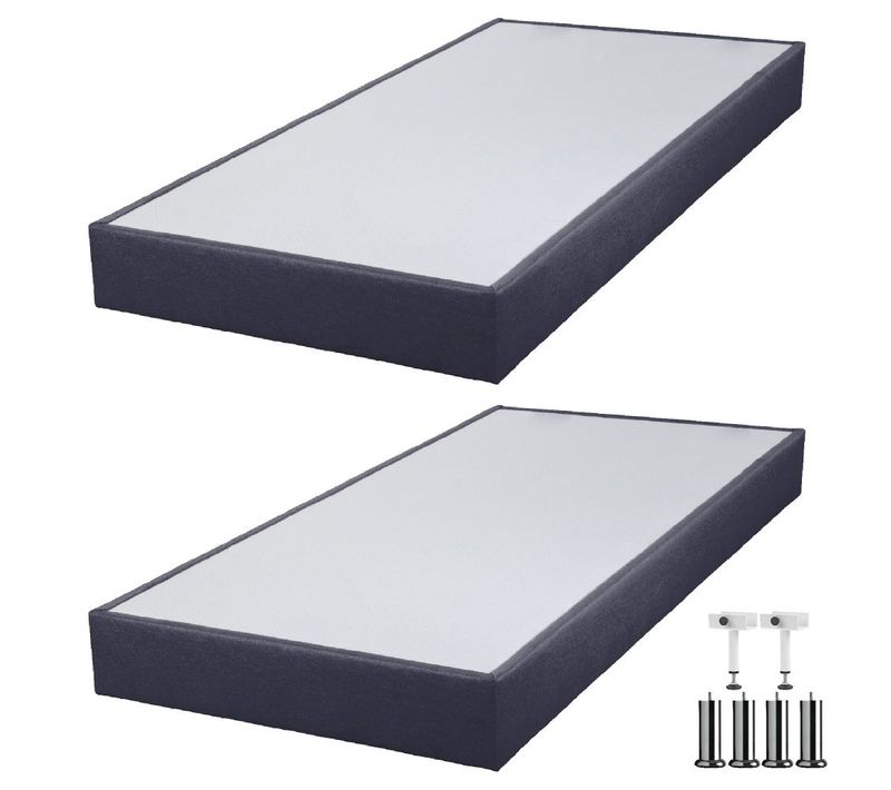 Sommier Tapissier + Pieds Sp18 Volcan 2x90x200 Lattes Bois Massif - H.18 Cm