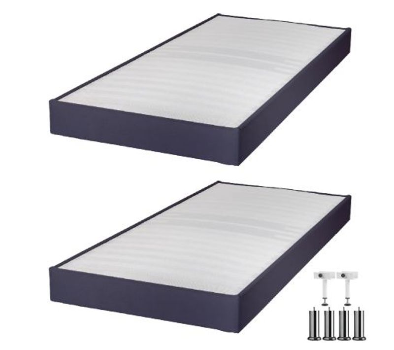Sommier Tapissier+pieds Omega Volcan 2x90x200 Lattes Bois - H.15 Cm - Made In France