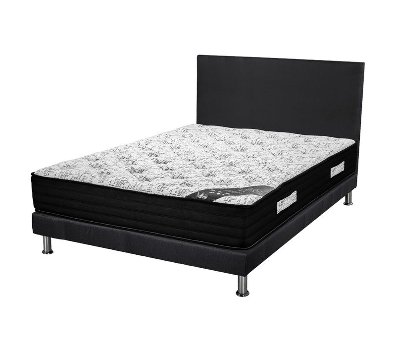 Matelas+sommier+tete Sr9 Deco 140x190 Black Mattress - H. 25 Cm - Soutien Équilibré