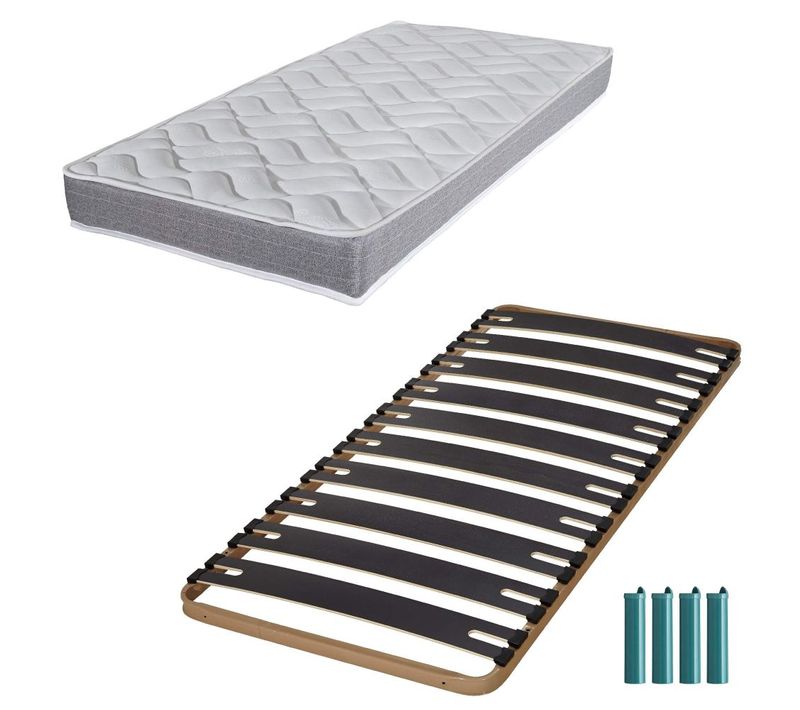 Matelas Mousse + Sommier Métal C310 90x190 Morgan - Hauteur 17 Cm - Soutien Ferme