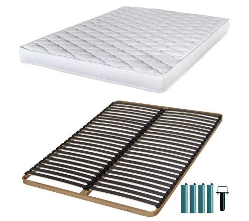 Matelas Mousse + Sommier Métal C224 120x190 Marly - Hauteur 15 Cm - Soutien Ferme