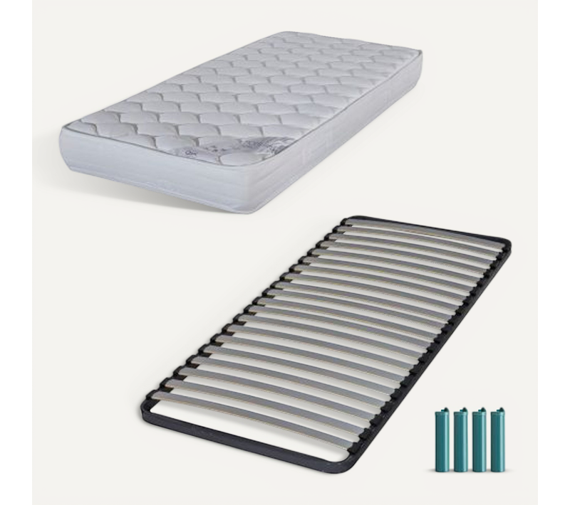 Matelas Mousse + Sommier C220 90x190 Montana - Hauteur 18 Cm - Soutien équilibré