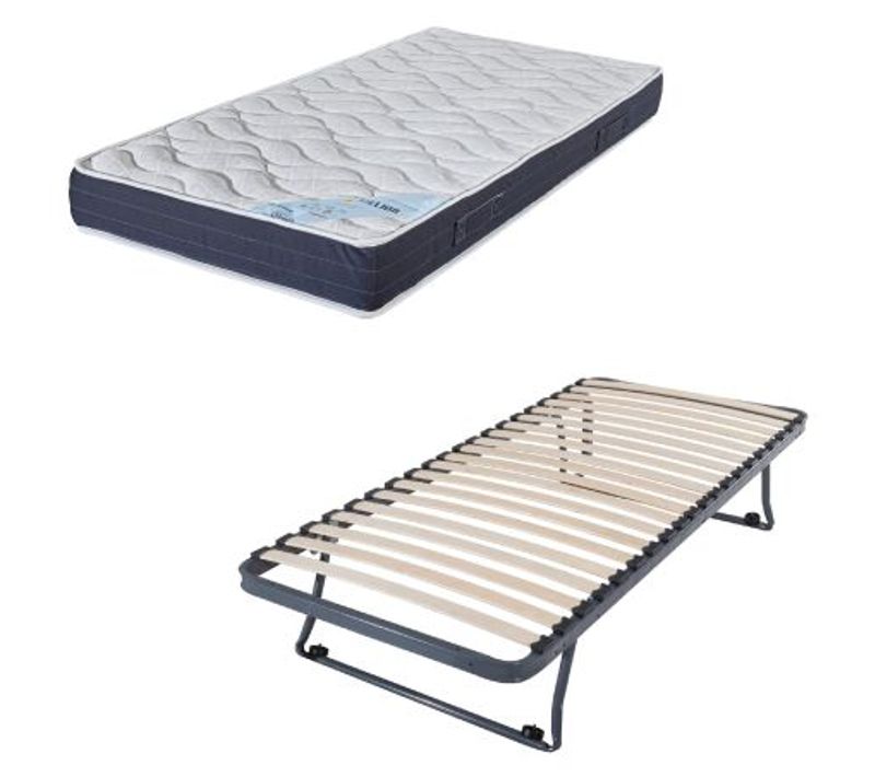 Sommier Gigogne + Matelas Melior - 80x190 - Mousse - 20 Lattes Bois - Gain De Place