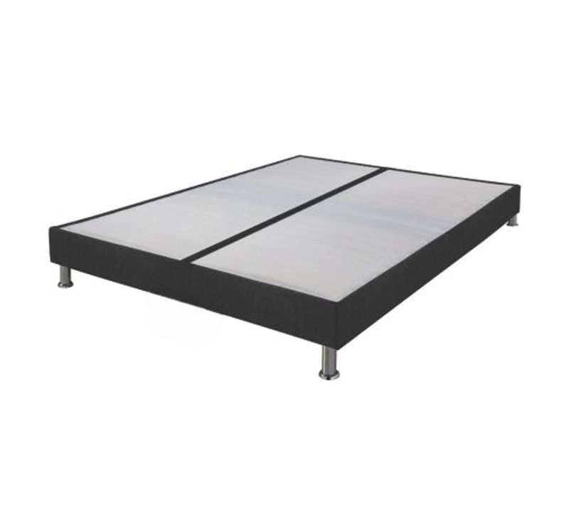 Sommier Tapissier+pieds Omega Gris 3 2x90x200 Lattes Bois - H.15 Cm - Made In France