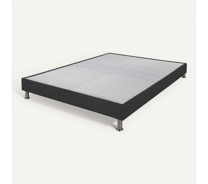 Sommier Tapissier + Pieds Omega Gris 3 140x190 Lattes Bois - H.15 Cm - Made In France
