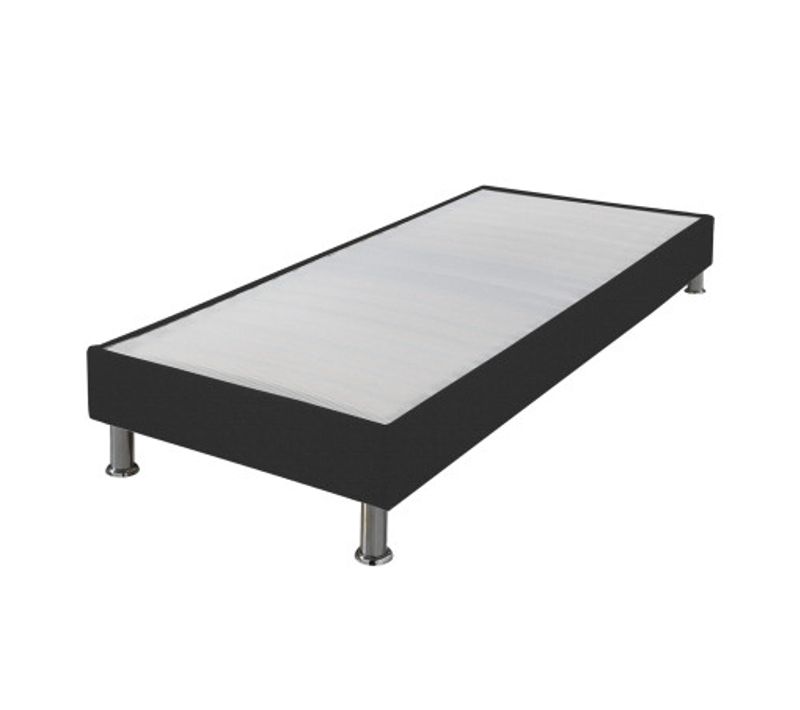 Sommier Tapissier + Pieds Omega Gris 3 70x190 Lattes Bois - H.15 Cm - Made In France