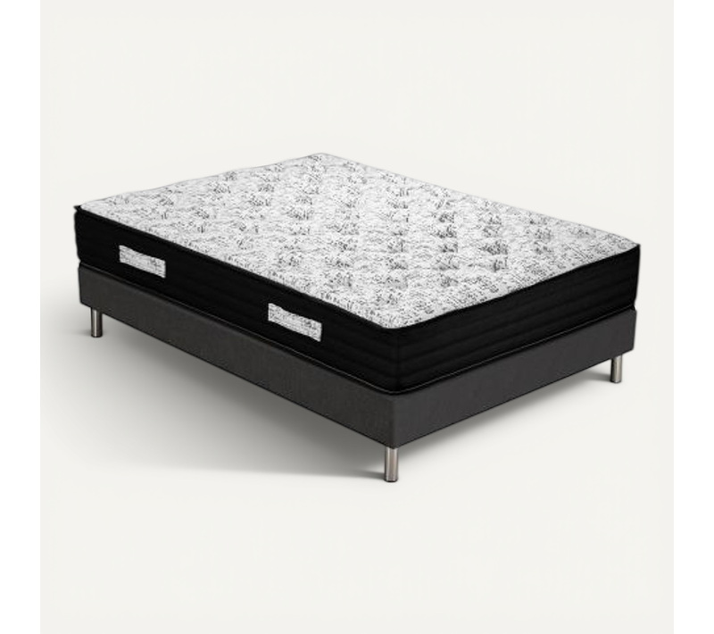 Matelas Black + Sommier Sr15 - 160x200 - Ressorts - Hauteur 26 Cm - Très Ferme