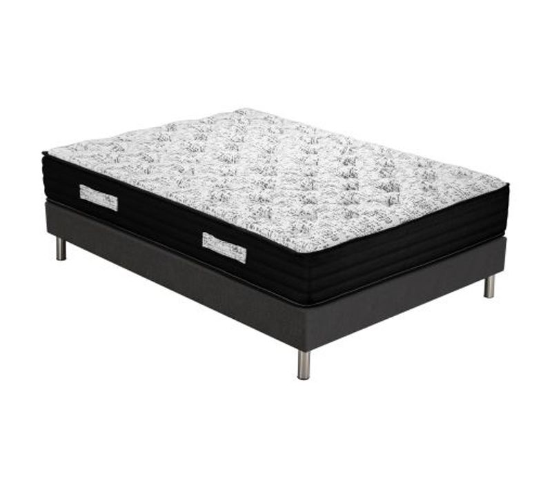 Matelas Black + Sommier Sr15 - 140x190 - Ressorts - Hauteur 26 Cm - Très Ferme